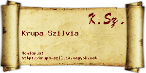 Krupa Szilvia névjegykártya